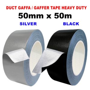 Gaffer Tape Premium Heavy Duty Black/Silver/Red/White 50mm x 50m