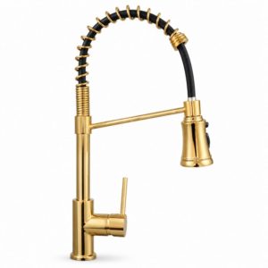 Commercial Spring Pull-Out Kitchen Mixer Tap – Gold – SS201