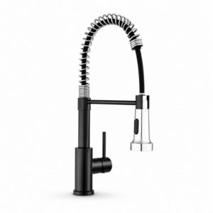 Premium Spring Pull-Out Kitchen Mixer Tap – Black & Chrome – SS201