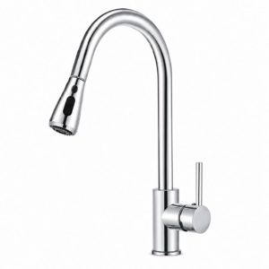 High-Arc Pull-Out Kitchen Mixer Tap – Chrome – SS201