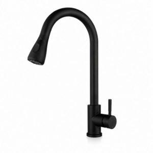 High-Arc Pull-Out Kitchen Mixer Tap – Matt Black – SS304