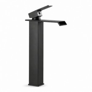 Tall Square Waterfall Basin Mixer Tap – Matt Black – SS304