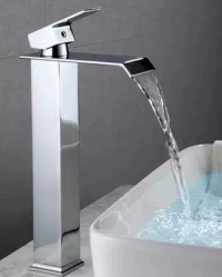 Tall Square Waterfall Basin Mixer Tap – Chrome – SS304