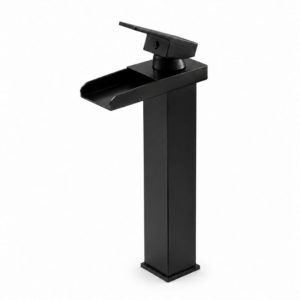 Tall Open-Spout Waterfall Basin Mixer Tap – Matt Black – SS304