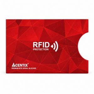 Red ACENTIX RFID-blocking bank card protection sleeve