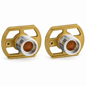 Pair of brass bar shower valve fast-fix wall mounting brackets