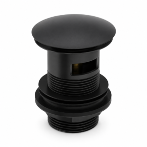 Black large-head click-clack basin waste, slotted body