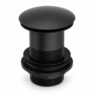 Black large-head click-clack basin waste, unslotted body