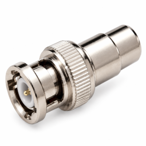 Single metal BNC male to RCA phono female adapter, sold in packs of ten