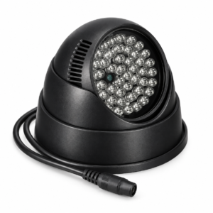 Black dome 48-LED infrared illuminator with round base and cable