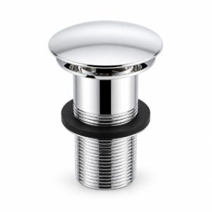 Chrome large round-head click-clack basin waste with solid unslotted body