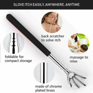 Black metal telescopic back scratcher extending to 58cm