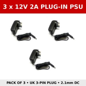 3 x 12V 2A Plug In Power Supply UK Mains Adapter 2.1mm DC PSU CCTV LED Strip