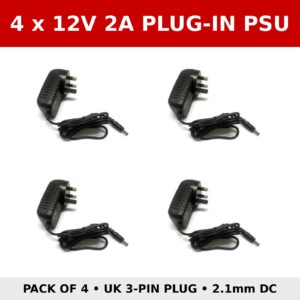 4 x 12V 2A Plug In Power Supply UK Mains Adapter 2.1mm DC PSU CCTV LED Strip